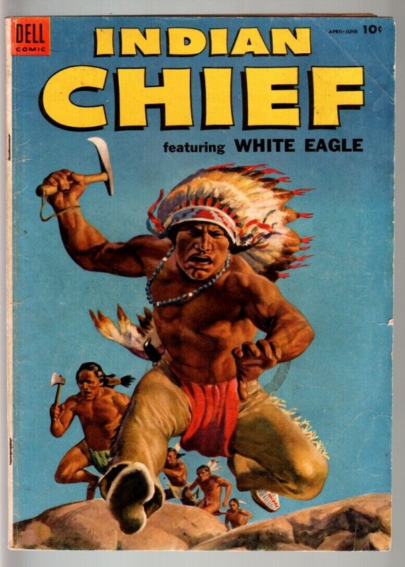 INDIAN CHIEF #14-DELL-1954-CLASSIC INDIAN COVER-WHITE EAGLE APPEARS-F/VF-RARE VG