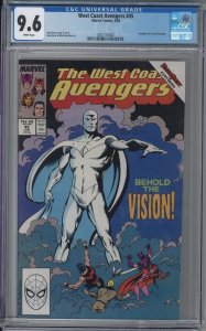 WEST COAST AVENGERS 45 CGC 9.6 NM+ 1st App White Vision Disney MCU Avengers 1989