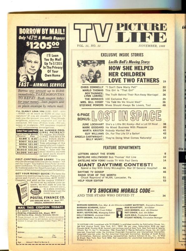 TV Picture Life-Lucille Ball-Monkees-Mrs Bill Cosby-Nov-1966