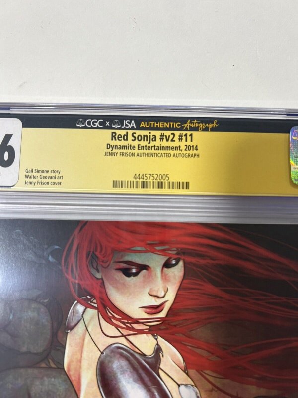 Red Sonja V2 11 CGC 9.6 JSA 2014 Dynamite Signed Jenny Frison Authenticated