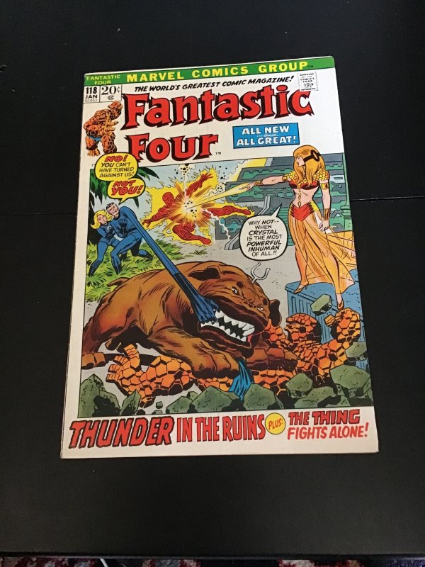 Z Fantastic Four #118 (1972) Crystal, Lockjaw Inhumans VF/NM Wytheville CERT Wow