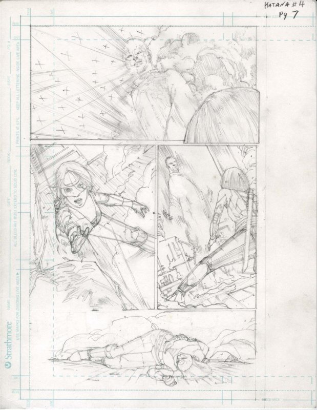 Katana #4 pg 7 DC New 52-Justice League Original Penciled art by ALEX SANCHEZ