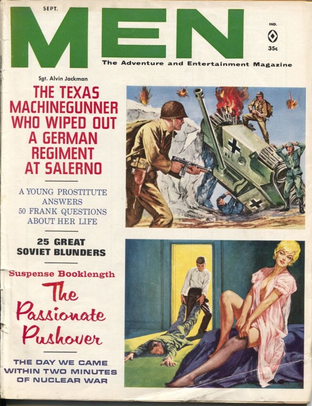 Men 9/1962-Atlas-Nazi tank cover-WWII-pulp adventure-cheesecake-VG