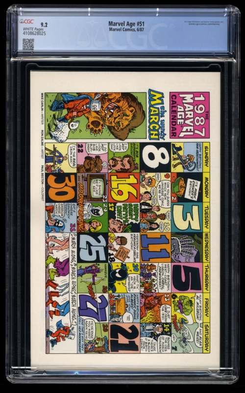 Marvel Age #51 CGC NM- 9.2 White Pages