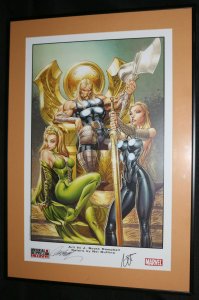 Thor, Enchantress, & Valkyrie Print 2010 Signed J. Scott Campbell & Nei Ruffino