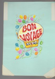 BON VOYAGE Family in Blimp w/ Balloons 7x10 Greeting Card Art #BV42005