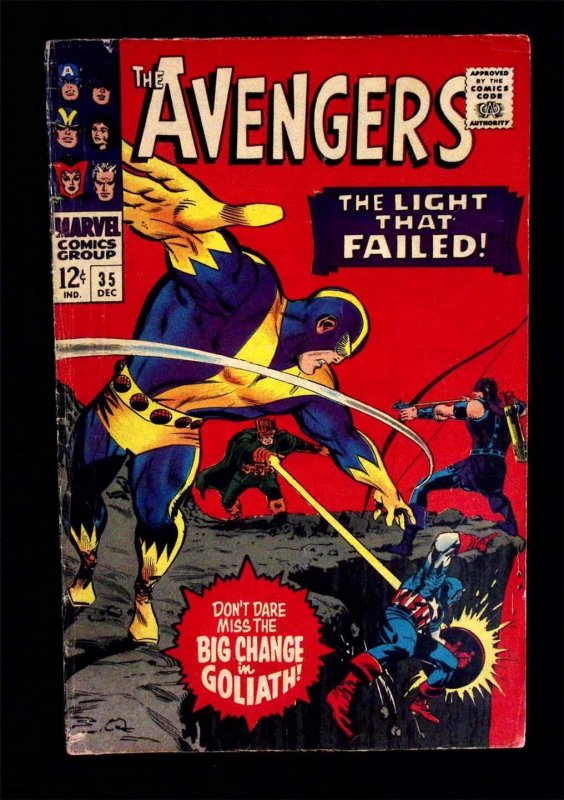 Avengers #35 Dec 1966 Roy Thomas 2nd Living Laser Goliath Scarlet Witch Hawkeye