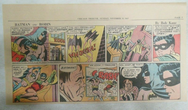 Batman Sunday by Bob Kane from 11/19/1967 Third Page Size Full Color!