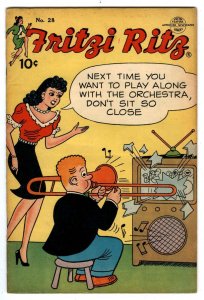 1953 FRITZI RITZ #28 -Good Girl Playing Trombone Television Cover  EARLY PEANUTS 