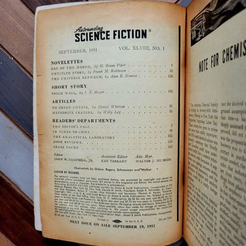Astounding Science Fiction Vol 48 #1 VG (Sep 1951) Meyer | Ley | Rogers Cover