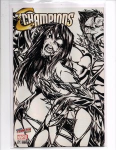 Champions (2016) #1 ComicXposure Exclusive Humbertos Ramos Black & White Variant