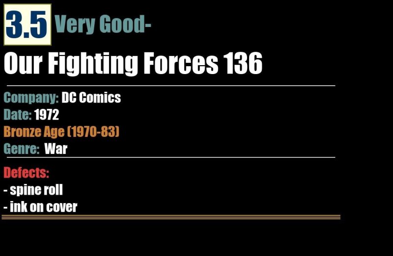 Our Fighting Forces 136 (1972) VG- Bronze Age DC War Comics