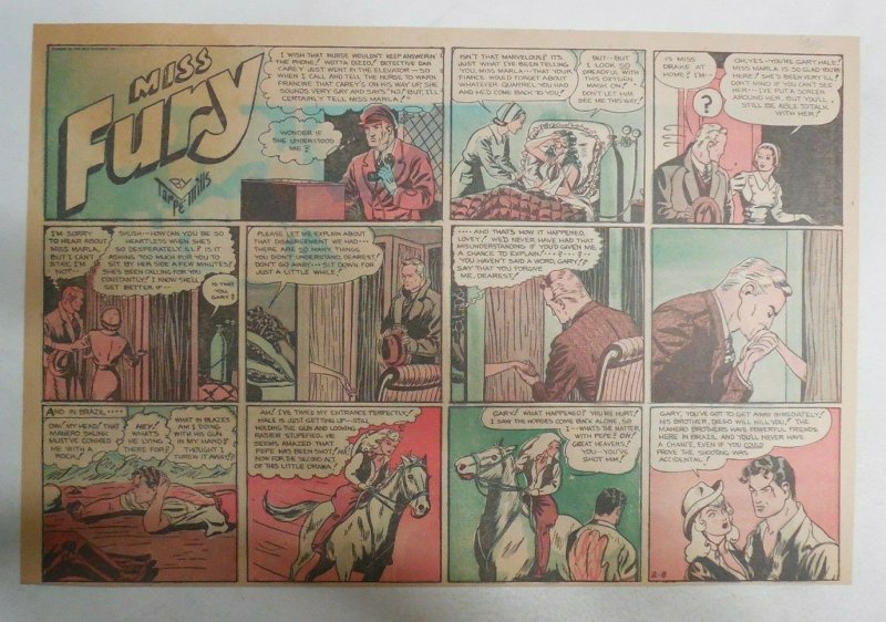 Miss Fury Sunday by Tarpe Mills from 2/8/1942 Size: 11 x 15  Very Rare Year #2