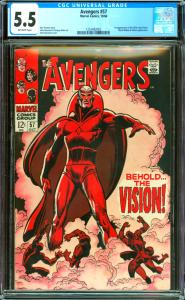 Avengers #57 CGC Graded 5.5 1st Vision (Silver Age)