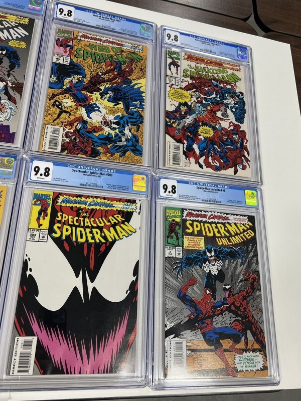 Maximum Carnage 1-14 Complete Spider-man CGC 9.8 201-203 378-380 1-2 101-103 