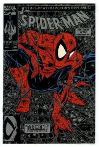 Spider-Man #1 1990 Todd McFarlane Lizard - Kraven Hunter -Black/Silver Cover NM 