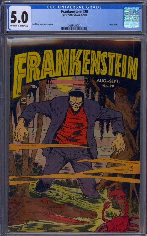 FRANKENSTEIN #20 CGC 5.0 CLASSIC COVER DICK BRIEFER