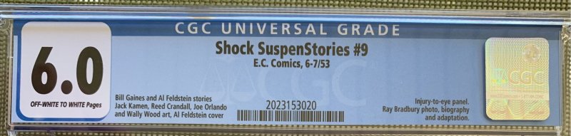 Shock SuspenStories #9 (1953) CGC 6.0 -- O/w to White pages; Eye injury panel