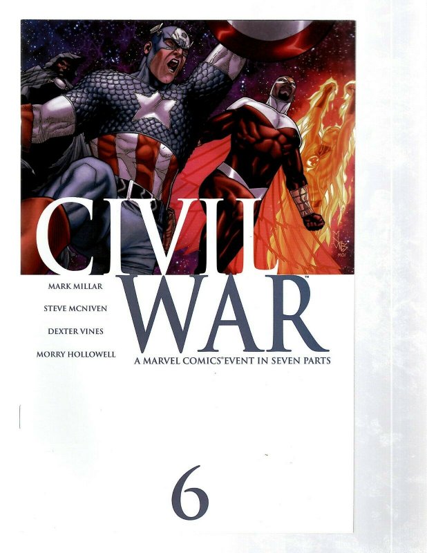 Lot Of 6 Civil War Marvel Comic Books # 1 (2) 2 3 (2) 6 Avengers X-Men Hulk RB27 