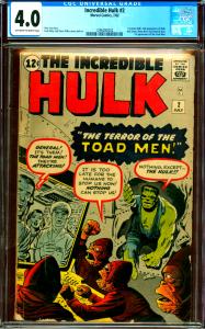 Incredible Hulk #2 CGC 4.0 1st Green Hulk