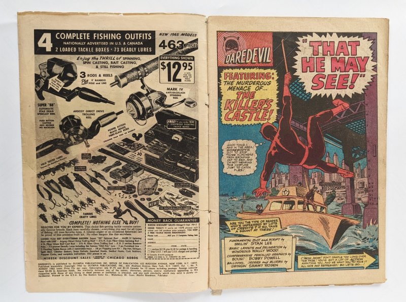 Daredevil #9 (1965)  GD/VG   [beat up spine, center page loose from staple]