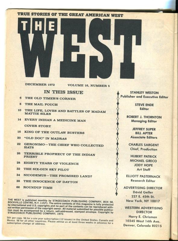 West 12/1972-Stagecoach-Geronimo-pulp thrills-outlaw buster-VG