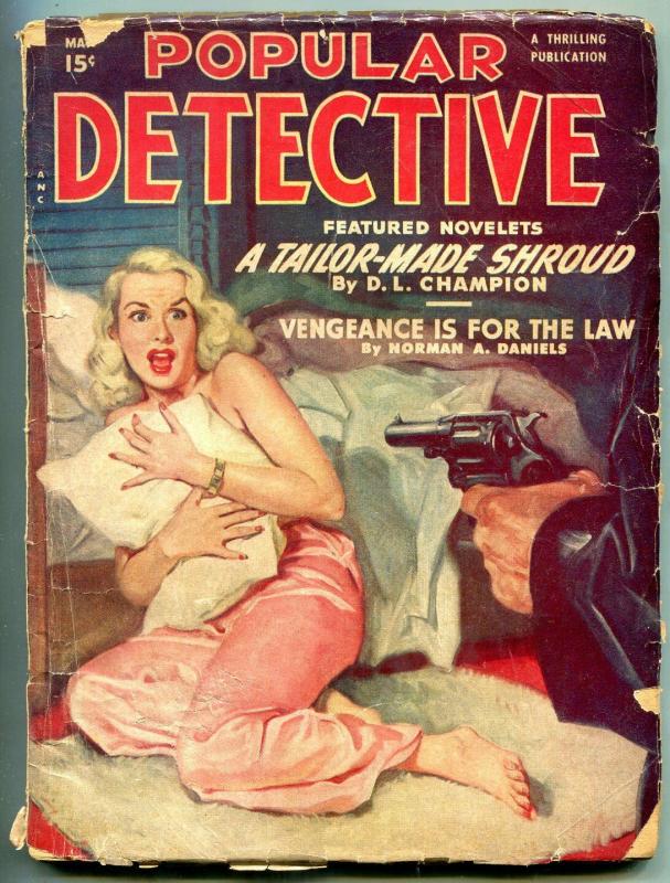 Popular Detective Pulp May 1950- Tailor Made Shroud- GGA cover FAIR