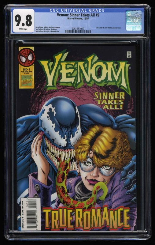 Venom: Sinner Takes All #5 CGC NM/M 9.8 White Pages Sin-Eater Appearance!