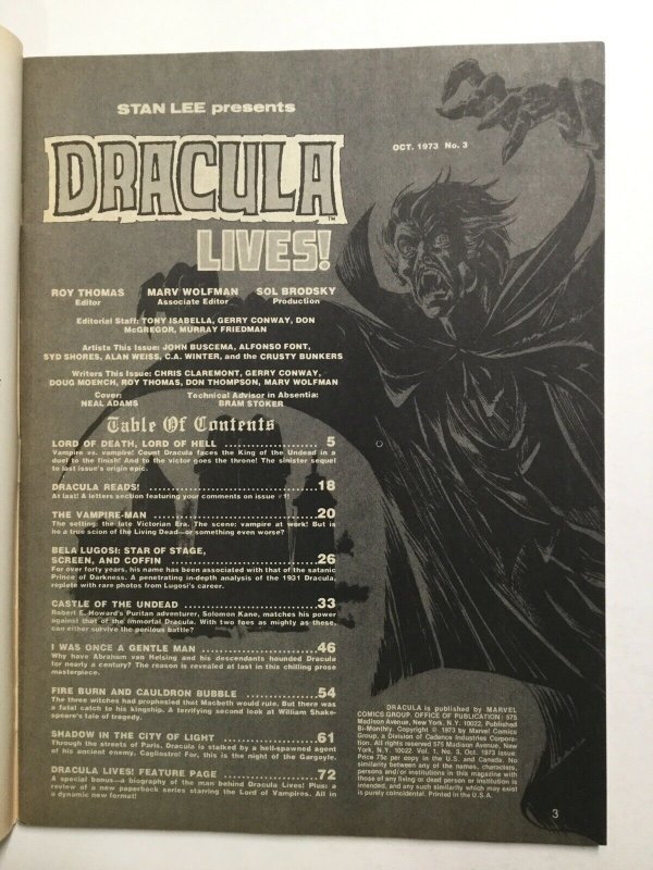 Dracula 3 Near Mint Nm Magazine Marvel Comics Group