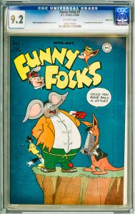 Funny Folks #1 CGC 9.2! OW Pages! Carson City Copy! 1st App Nutsy Squirrel!