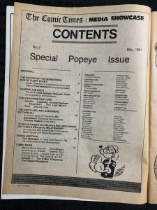 1981 THE COMIC TIMES Media Showcase Magazine #6 VG/FN 5.0 Special Popeye Issue