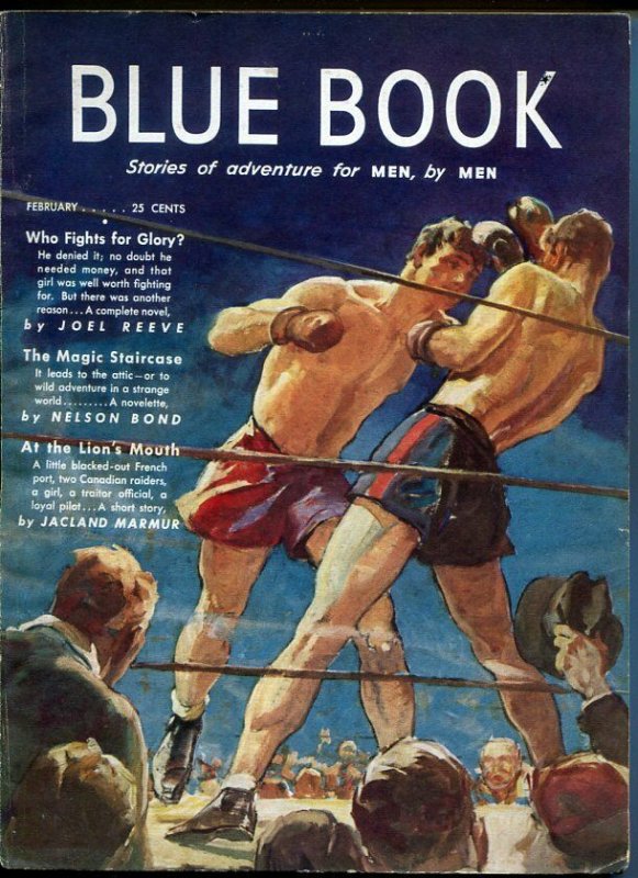 BLUE BOOK PULP-FEB 1942-FN/VF-STOOPS COVER-BEDFORD-JONES-BOND-REEVE FN/VF