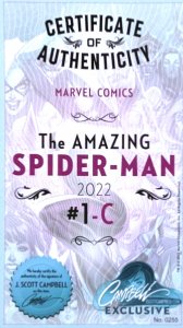 THE AMAZING SPIDER-MAN #1 (2022) J.SCOTT CAMPBELL SIGNED  7 COVERS SET W/COA NM.