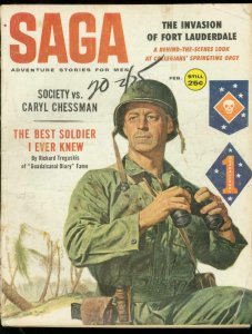 SAGA MAGAZINE FEB 1960-GUADALCANAL DIARY-CHEESECAKE-WW2 G/VG