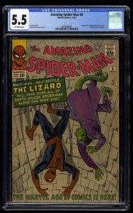 Amazing Spider-Man #6 CGC FN- 5.5 Off White 1st Lizard!