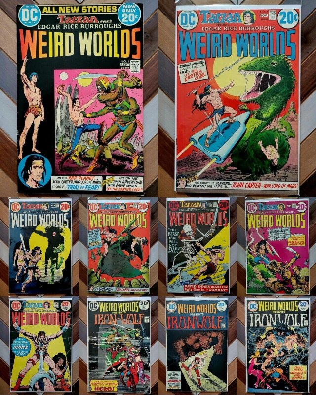 WEIRD WORLDS #1-10 VF+ (DC 1972) COMPLETE SERIES! TARZAN, JOHN CARTER, IRON WOLF