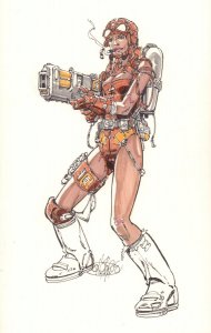 Future Warrior Babe Color Art - 2010 Signed art by John Byrne