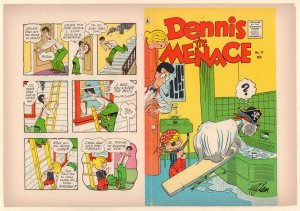 Dennis the Menace #17 Unused Comic Book Cover - Ruff in a Bath (Grade 7.0) 1956
