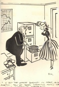 Babe Misfiling Papers - 1957 Humorama art by Reamer Keller