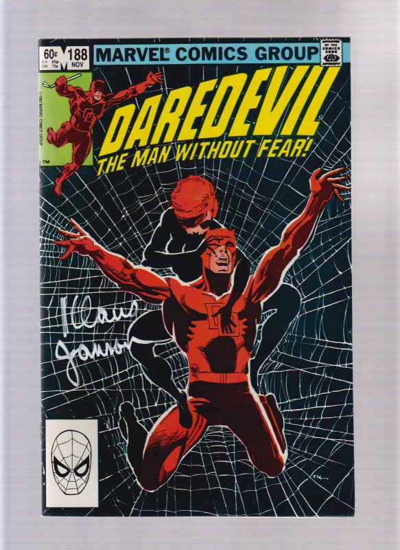 DAREDEVIL #188 - Miller Cover Art  - Signed by Klaus Janson (8.0/8.5) 1982