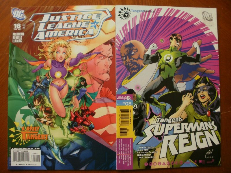 2 Comic: DC JUSTICE LEAGUE OF AMERICA #16 (2008) & Tangent SUPERMAN'S REIGN #6