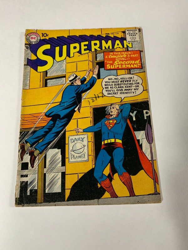 Superman 119 2.0 Gd Good Slight Water Damage Top Staple Detach Dc Silver Age