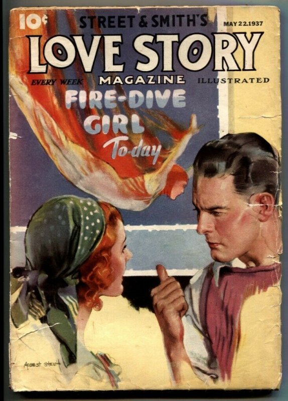 Love Story Pulp May 22 1937- Fire-Dive Girl- Modest Stein VG 