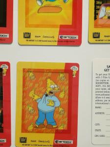 The Simpsons Film Cards 2000 Artbox Trading Cards opened pack of 5