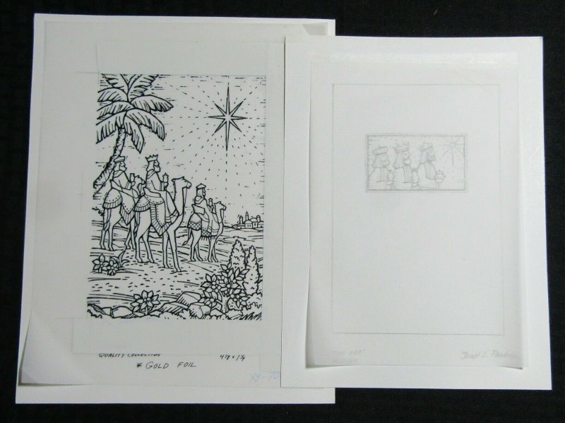 JOYOUS CHRISTMAS Three Wisemen with Star 9x11.5 Greeting Card Art #X7019