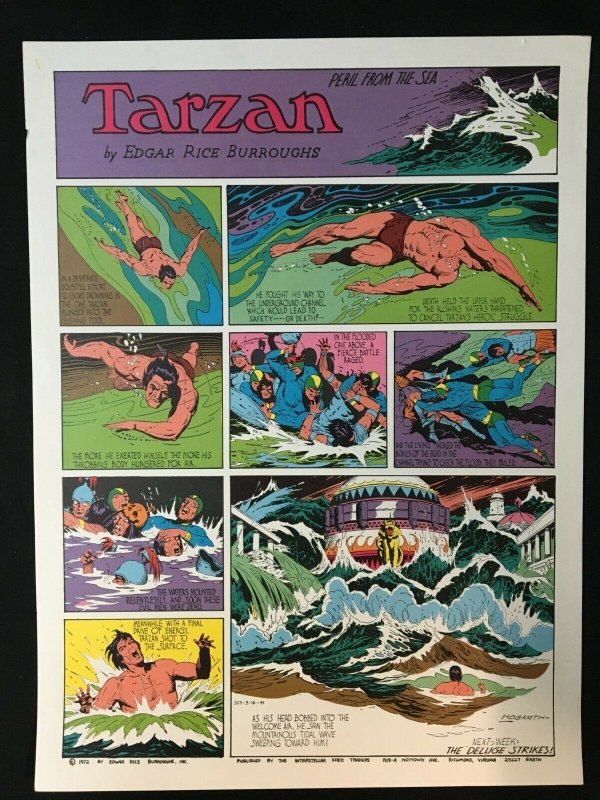 E R BURROUGHS TARZAN SUNDAY COMIC STRIP PAGE REP 20 x 15 POSTER HOGARTH ART