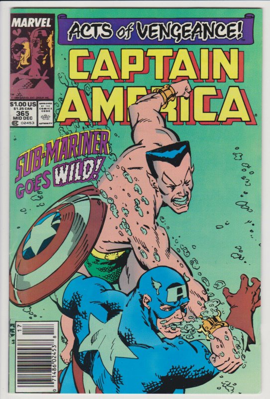 Captain America #365 (Dec 1989) 5.0 VG/FN Marvel vs Sub-Mariner