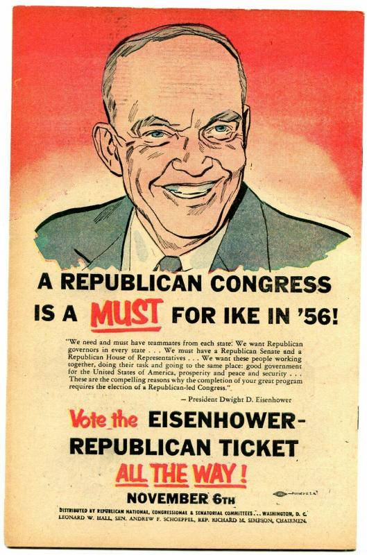Forward With Eisenhower-Nixon -REPUBLICAN COMIC BOOK- 1956 Rare historical VF