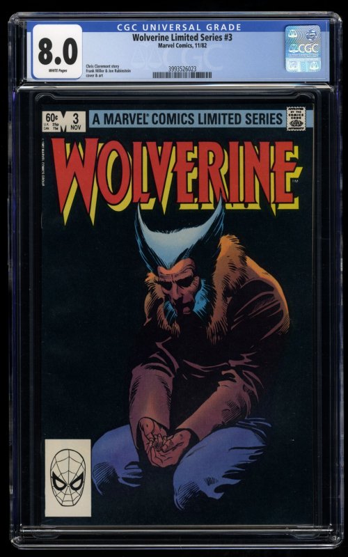 Wolverine (1982) #3 CGC VF 8.0 White Pages Limited Series Frank Miller!