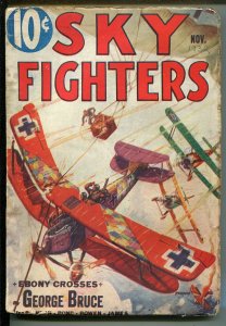 SKY FIGHTERS 11/1933-AIR WAR PULPS-WWI-5TH ISSUE-EBONY CROSSES-GEORGE BRUCE-vg